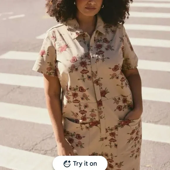 NWT UNIVERSAL STANDARD Kate Stretch Cotton Twill plus size denim Jumpsuit L (3X) - Picture 2 of 9